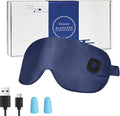 Upgraded 3 Temperature Modes Silk Heated Eye Mask Cordless,Rechargeable Warm Eye Heating Pad No Pressure for Dry Eyes, Sleep Eye Mask Christmas Gift for Men Women (Dark Blue)