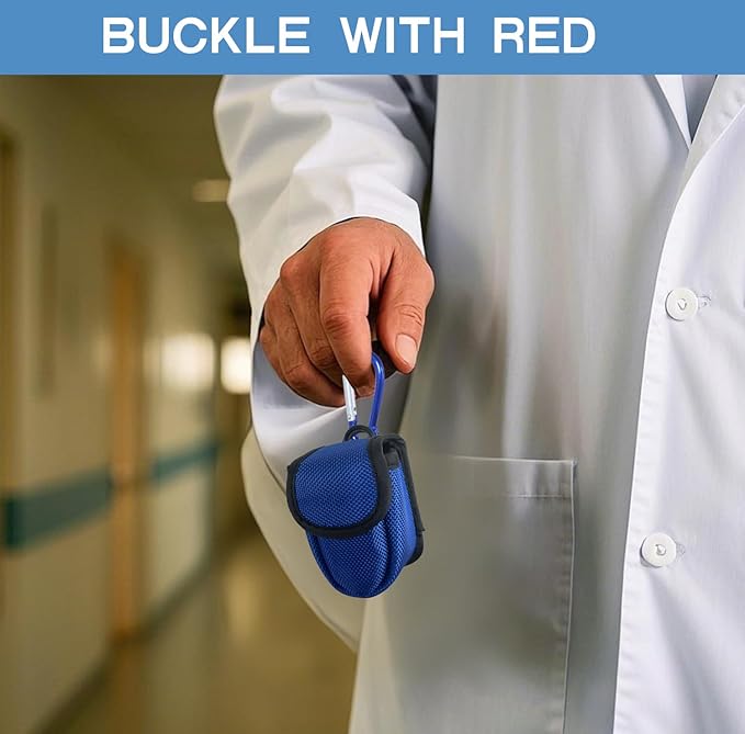 Fingertip Pulse Oximeter Case with Carabiner, Nylon Carrying Pouch, Suitable for Travel or Home，Blue(only case)