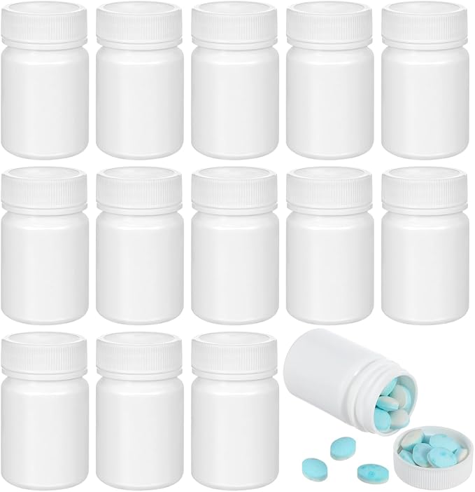20pcs Medicine Pill Bottle Empty Plastic Capsule Case Reagent Bottle Powder Medicine Pill Container with Screw Cap for Home Travel Outdoor 50ml