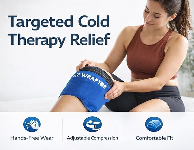 Reusable Adjustable Ice or Heat Wrap for Workout Joint Pain & Muscle Soreness. Adjustable Compression Fit for Athletes Big and Small. ICE WRAPTOR Cold/Warm Wrap for Knee, Shoulder, Elbow, Ankle, Back