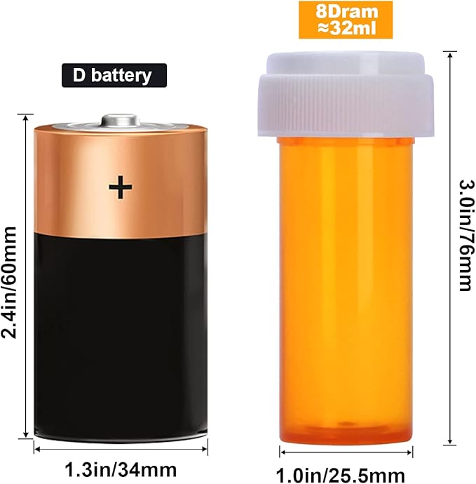 Plastic Empty Pill Bottles with Double Sided Use (Child Resistant & Easy Open) Caps - Medicine Container Pill Case Dispenser Organizers (8 Dram, 12pcs)