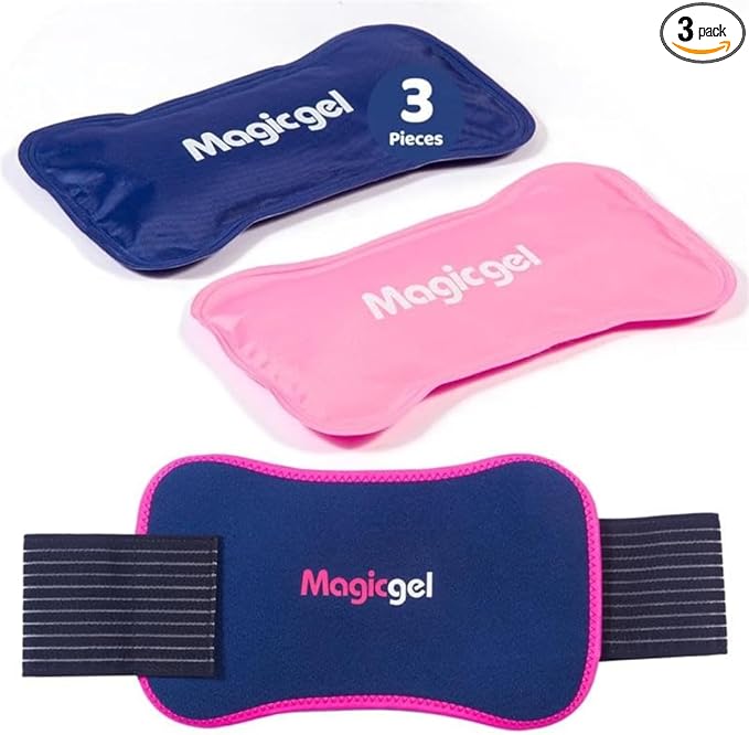 Magic Gel Ice Packs for Injuries Reusable (3 Pieces) | Flexible Wrap Around Gel Ice Pack Knees, Back, Shoulders, Arms and Legs (11" x 5.5") | Hot and Cold Compress Cold Packs for Injuries