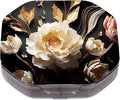 This Portable 3D White Peony Pattern 4 Compartment Pill Box Can Be Placed in A Pocket Or Wallet to Store Vitamins, Medicines Health Supplements Other Medications.