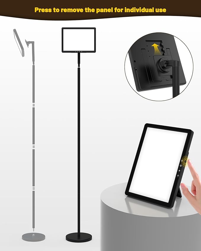 Sunlight Lamp, 12000 Lux Full Spectum Natural Light Lamp for Home/Office/Morning Routine, 4 in 1 Mount, 5 Mode Adjustable 10 Brightess Levels, 5 Color Modes,Timer, Memory