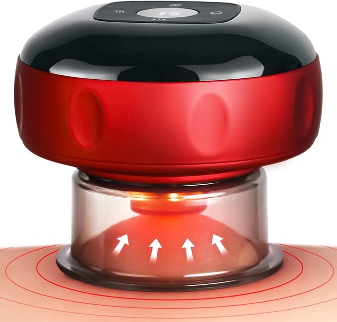 Becommend 5-in-1 Smart Dynamic Cupping Therapy Set with 20-Level Heat & Suction, Cupping Kit for Massage Therapy, Electric Cupping Device with Red Light for Back Pain, Knots, Soreness Relief (Red)