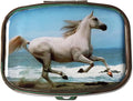 Majestic White Horse Two Compartment Travel Medicine Organizer for Pills, Vitamins, and Small Items – Durable Compact Pill Case (2 Inch Diameter)