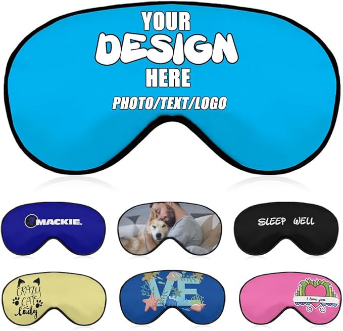 Personalized Eye Mask for Sleep, Custom Eye Masks for Adult Children Soft Breathable Lightweight, Design Your Own Sleep Masks Effectively Blocking Light,#SkyBlue