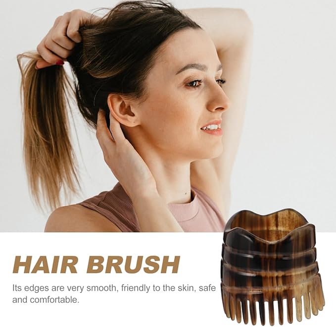 Massage Tool Hair Scalp Massager Natural Bull Horn Detangling Brush Fine Teeth Massager Exfoliating Shampoo Brush Scalp Scrub Shower Scratcher Comb Scalp Massage Comb