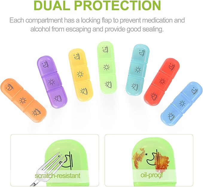Weekly Pill Organizer 7-Day 3 Times a Day Travel Pill Box Large Capacity Removable Daily Pill Case for Medications Vitamins & Supplements BPA-Free