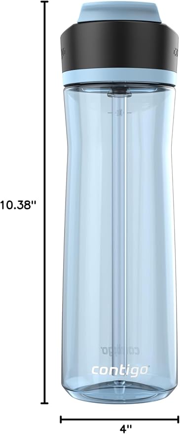 Contigo Ashland 2.0 Leak-Proof Water Bottle with Lid Lock and Angled Straw, Dishwasher Safe, Interchangeable Lid, 24oz, Glacier