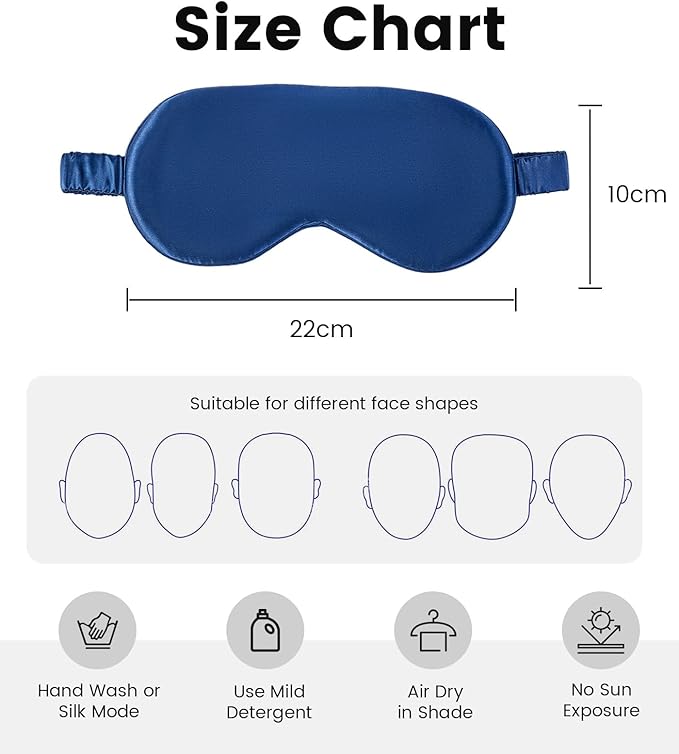 Formé & Found Luxury Silk Sleep Mask, 100% 6A Mulberry Silk Eye Mask for Sleeping, 22 Momme Weighted Sleep Mask for Men & Women, Eye Mask for Sleep, Blackout Sleeping Mask（Navy Blue）