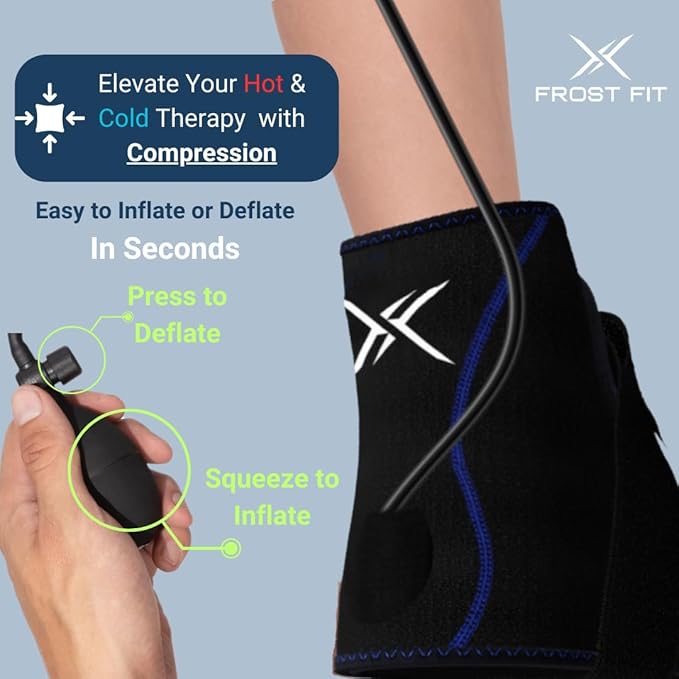 Compression Ankle Ice Pack - Ice Compression Ankle Wrap for Pain Relief | Soft Cold Brace for Recovering Injuries | Support for Swelling, Sprains, & Fractures | Reusable Gel, Fits Small & Large Feet