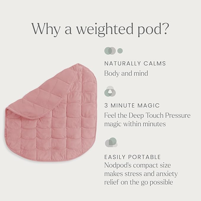 nodpod Body 6.5lb Patented Compact Weighted Blanket I Perfect for Relaxation, Sleeping & Travel l I Glass Bead Filled, Machine Washable (29" x 24") - Blush Pink