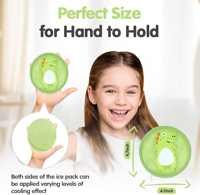 Hilph Kids Ice Packs for Boo Boos, Reusable 3 Pack Gel Ice Packs with Soft Backing for Toddlers & Children Injuries, Soft Small Hot & Cold Pack for Bumps, Bruises, Fever, Get Well Gifts