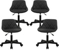 Low Back Small Rolling Stool with Backrest - 360° Swivel Chairs with Wheels, Adjustable Height Armless Vanity Chair, Thickened Seat Cushion Stool Chairs for Spa, Shop, Salon, Massage, Black, 4 Pack