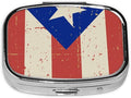 Men Women Pill Case, Puerto Rican Flag Pill Box Compact with Compartment Medicine Tablet Organizer for Purse Pocket Traveling