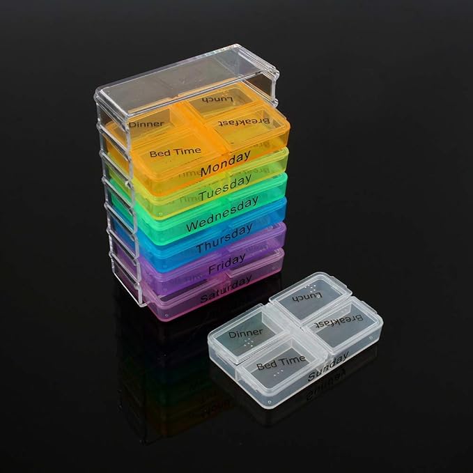 Weekly Pill Organizer, Pill Container Box, Medicine Organizer, 7 Days Weekly Dispenser Am Pm Storage Pill Container Tablet Sorter Daily Pill Case to Hold Medication, Vitamins