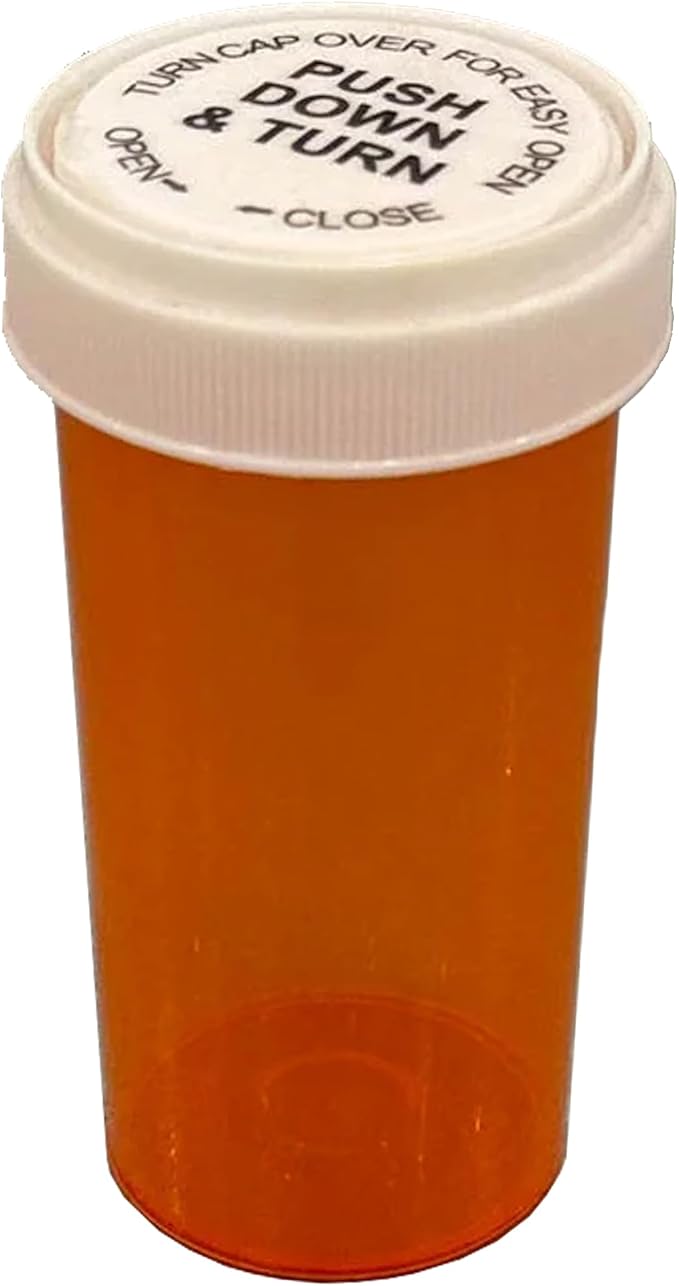 40 Dram Large Size Push Down and Turn Vials for Pharmacy – 150 Pcs Empty Pill Bottles, Pill Bottles with Reversible Caps, Mini Pill Organizer Containers, Small Travel Pill Dispenser for Bulk Use