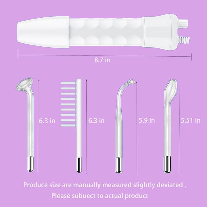 High Frequency Facial Wand,Portable Handheld High-Frequency Facial with 4 Argon Sticks - Violet (4 Violet Tubes)
