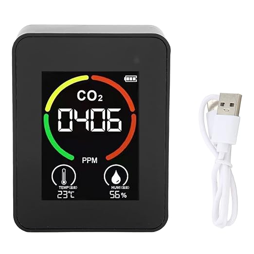 3 in 1 Indoor Air Quality Monitor for CO2 Temperature & Humidity Detector Display Digital Air Analyzer with Real Time Display for Home Office Use