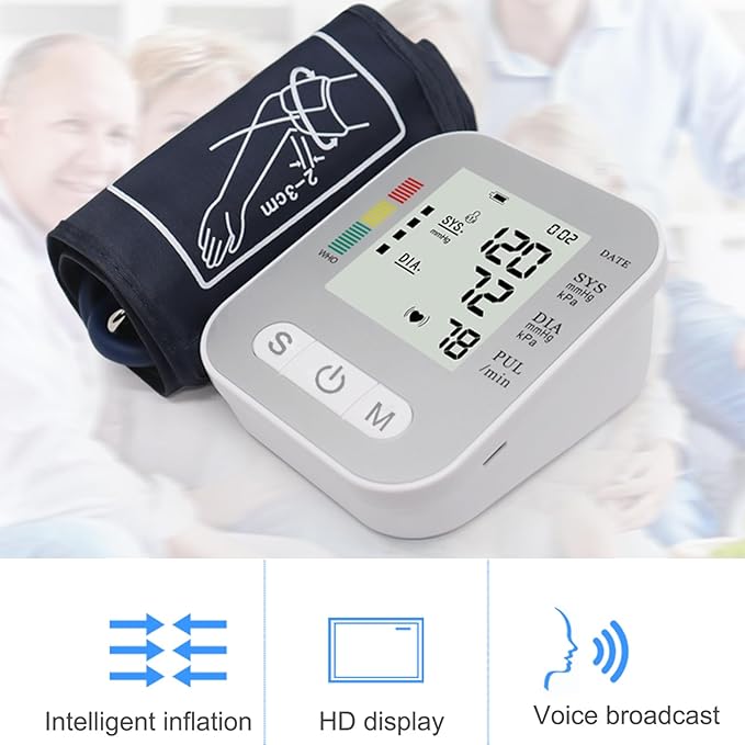 Blood Pressure Monitors for Home Use, Automatic Upper Arm Blood Pressure Machine with Digital Screen, BP Machine with Large Cuff 8.7" - 16.5" Adjustable, Adult Elderly (White)