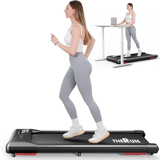 THERUN Walking Pad Under Desk, Portable Mini Treadmill for Home/Office, 2.5HP Jogging Machine with 300 lbs Weight Capacity, Remote Control, LED Display