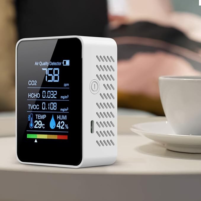 Indoor Air Quality Monitor Formaldehyde Detector Multi-Parameter Detection Real-time Monitoring Visual Data Display for Safety Detection Testing Monitoring Grow Tents Bedroom Carbon Dioxide Home