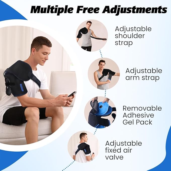 Shoulder Ice Pack Wrap, Compression Shoulder Brace for Rotator Cuff and Arm, Hot & Cold Therapy Gel Ice Pack for Swelling, Surgery, Tendonitis, Bursitis