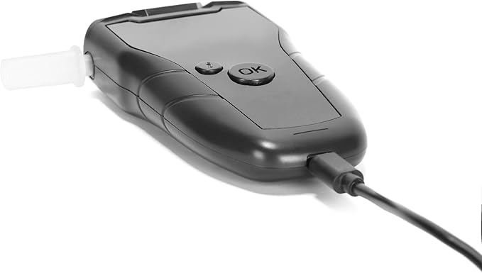 Rechargeable Breathalyzer with Auto Flow detect & auto Cleaning Feature, 200 Memories and Big View Area Display Visible at Night