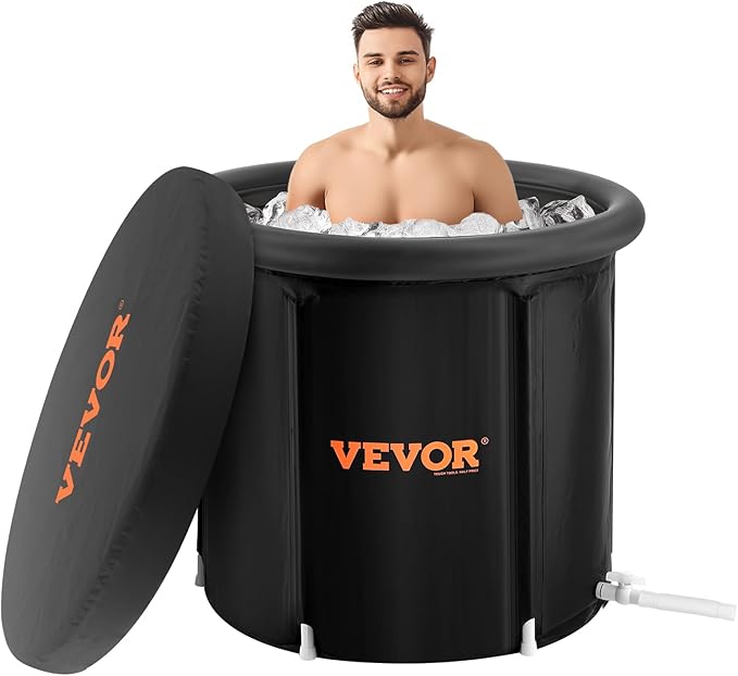 VEVOR Ice Bath Tub XL, Cold Water Therapy Plunge Tub for Athletes, Portable Outdoor Ice Barrel Plunge Pool for Recovery (Black, 105 Gal)