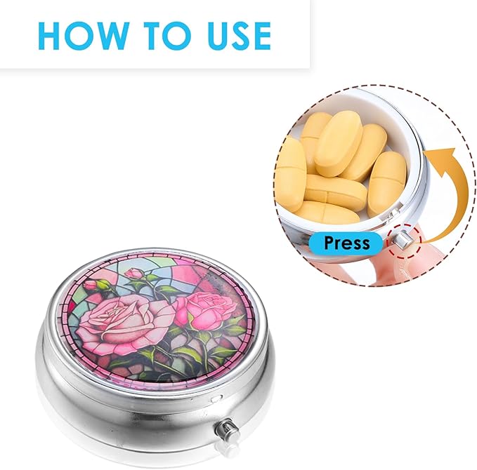 Molain 20Pcs Pill Organizer, Pill Box with Mirror, Portable Small Pill Case for Purse or Pocket, Cute Metal Pill Holder for Travel, Vitamins, Medication, Supplements