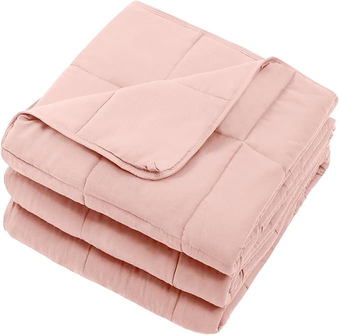 Pink Weighted Blanket for Adults 15lbs, 48"x72", Twin Full Size Cooling Heavy Throw Blanket for 120-160lbs, Microfiber Soft Thick Big Blankets Weighted Comforter Gift for Sleeping