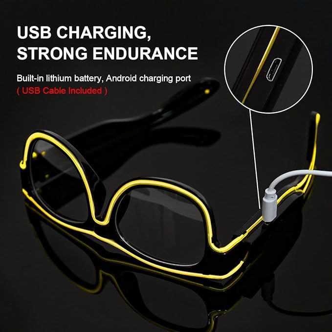 Ainiv Wireless Light Up Glasses 3 Modes LED Luminous Glasses Glow in the Dark for Parties, DJ, EDM, Halloween, Christmas