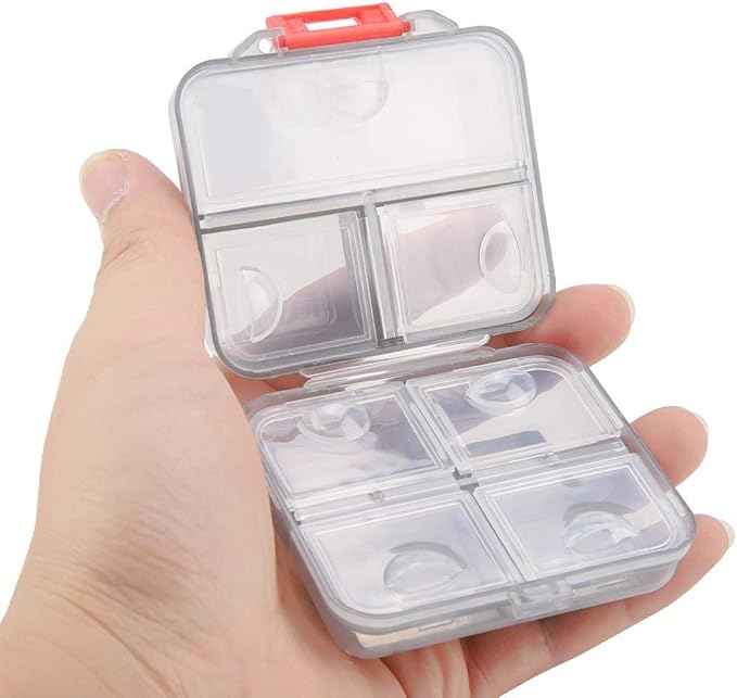 7 Grids Weekly Portable Medicine Storage Box Foldable Drug Case Tablet Organizer for Travel (Gray)