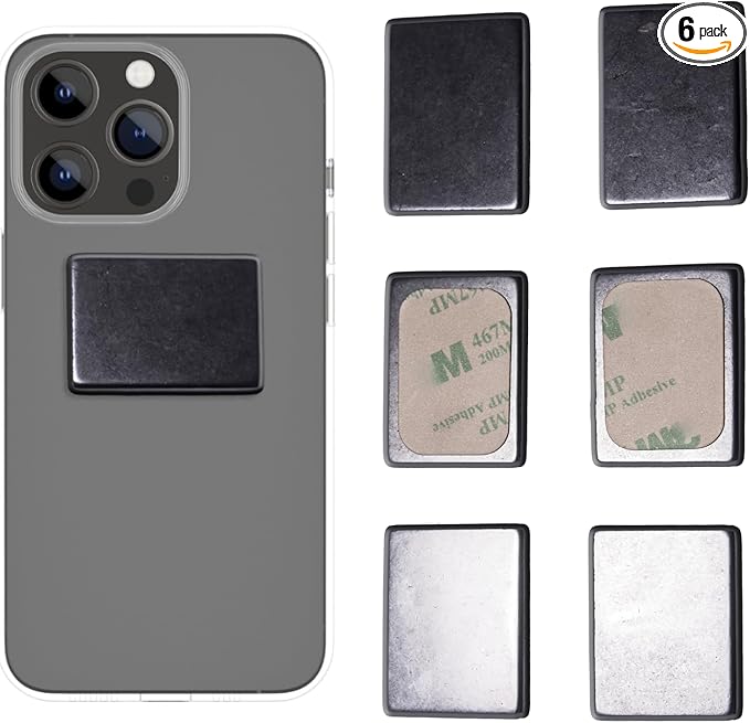 Shungite Sticker for Cell Phone Protection - Harmonizing Shield Defense - Wearable Type II Shungite Crystal - Square Large - Qty: 6 pcs Pack