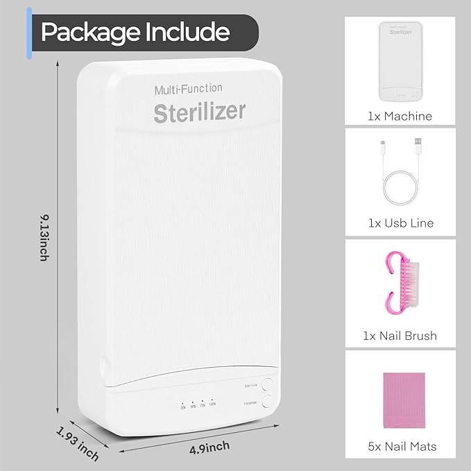 Nail Tool Sterilizer with Blue Light, Portable USB Sterilizating Box, Multi-Functional Nail Cleaner Box for Manicure Salon,Tweezers,Tattoo,Scissors,Jewelry,Phone, Watch,Keys