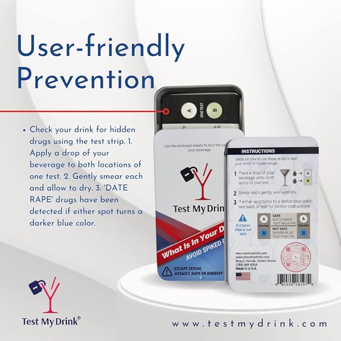 10 Strips - 20 Tests. Test Your Drink or Beverage. Escape Drink Spiking. Detect GHB or KETA Using The Personal Test Strips.