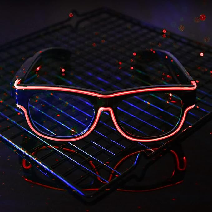 Ainiv Wireless Light Up Glasses 3 Modes LED Luminous Glasses Glow in the Dark for Parties, DJ, EDM, Halloween, Christmas