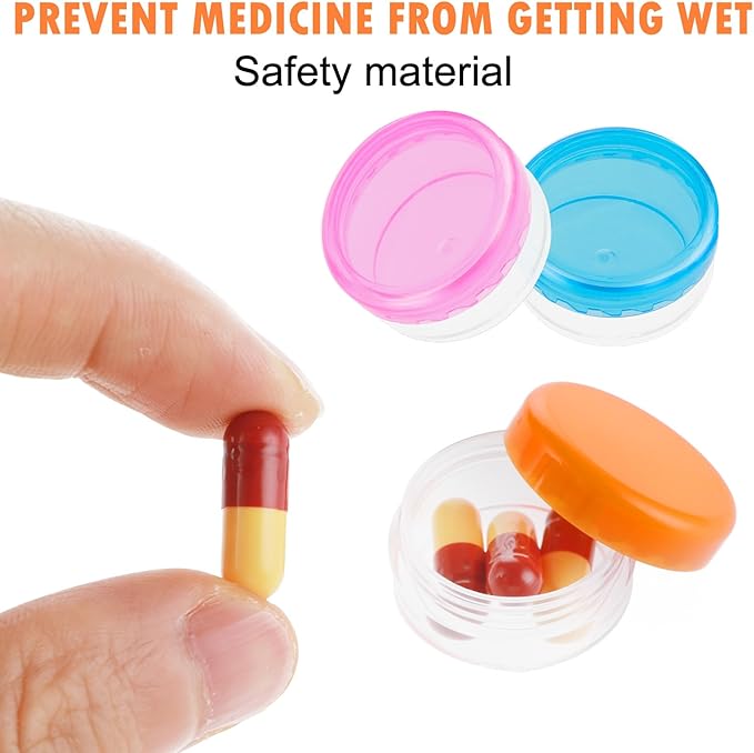 6 Pcs Small Pill Box Mini Pill Organizer Box Travel Pill Cases Holder Portable Daily Pill Container BPA Free Pocket Pills Box Medicines Storage Container for Purse Pocket Briefcase (3 x 1.5 cm)