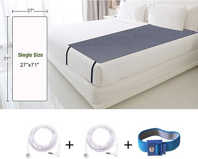 Amerthing Grounding Mats, Conductive Carbon Leatherette Pads for Better Sleep and Healthy, Relax Therapy Sheets (Size 27"x71"Inch)