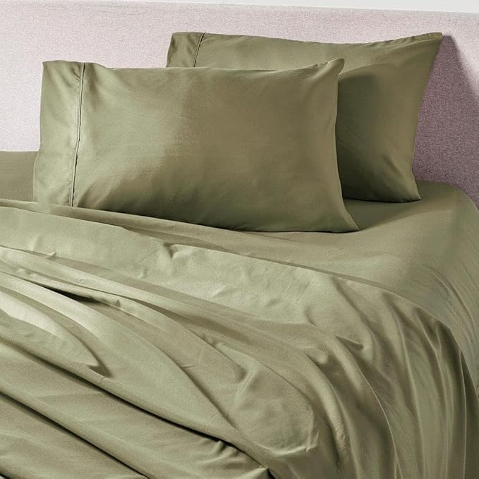 PeachSkinSheets Cooling Bed Sheets for Hot Sleepers - Ultra-Soft Breathable Luxury Microfiber Sheet Set, Moisture-Wicking, Deep Pocket, Oeko-TEX® (Queen Size, Sage Green)