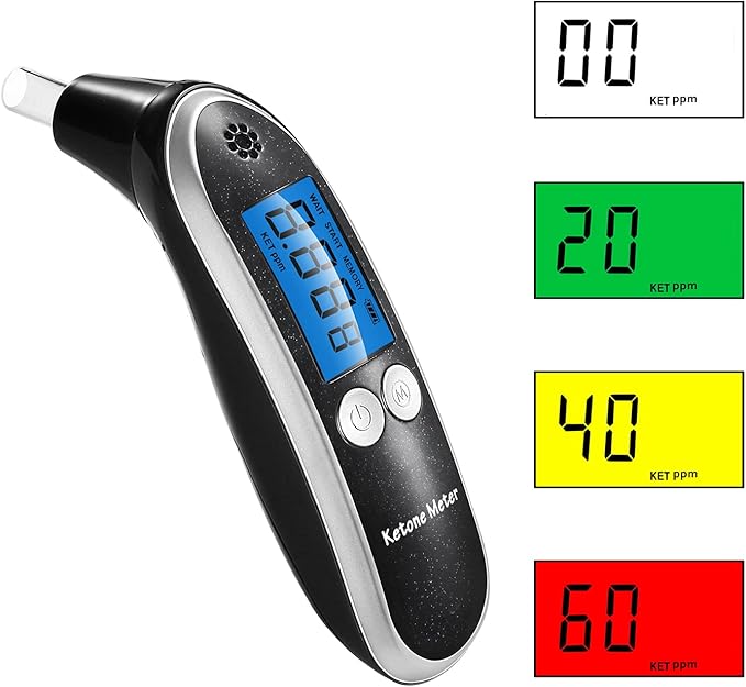 Breath Ketosis Meter & Breath Monitoring Analyzer - High Accuracy Ketone Breath Analyzer for Quick & Easy Track Your Ketones - Professional Home Ketosis Breath Tester with 10 Mouthpieces