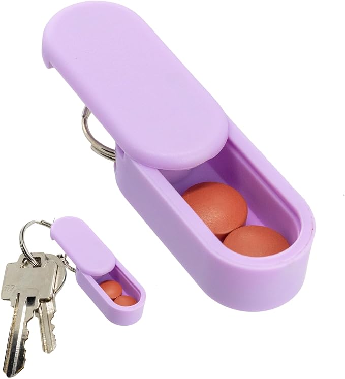Micro Keychain Pill Holder Single Pack – Lightweight Magnetic Pill Organizer for Daily Medication Storage, Portable Pill Case for Travel, Durable and Discreet (Lavender)