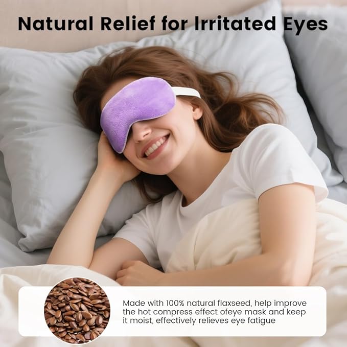 Microwave Heated Eye Mask, Steam Warm Compress for Dry Eyes, Work with Relieve, Blepharitis & Stye Treatment (Purple) - 2 Pack