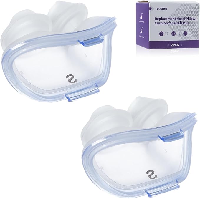 Replacement Nasal Pillow Cushion for ResMed AirFit P10, FSA/HSA Eligible, Compatible with Original Airfit P10 Frame, Reliable Seal & Soft Replacement Silicone CPAP Mask Cushion, 2-Pack, Small