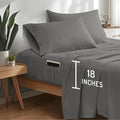 Degrees of Comfort Coolmax® Cooling Bed Sheets Queen Size with 18" Extra Deep Pocket, Moisture Wicking Cold Sheet Set for Hot Sleepers and Night Sweats, Cozy for All Seasons, Grey 4 Pieces
