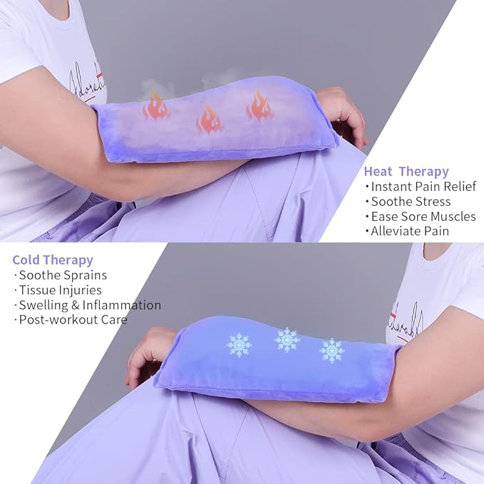 UNI-GO Silica Beads Microwave Heating Pad for Hot Compress and Cold Compress, No Smell, Reusable Microwavable Heating Pad for Back, Neck, Shoulder, Leg, Muscle Ache & Cramps. (Violet-6"x12")