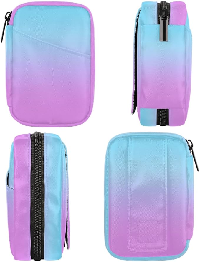 Weekly Travel Pill Organizer Case for Purse with Removable 7 Day Box Portable Compact Size Pill Box Fashionable Pill Container for Medicine Vitamin Supplement Pink Blue