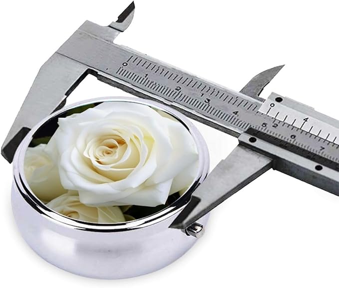 Pill Box with Mirror White Rose 3 Compartment Small Pill Case for Purse Or Pocket Mini Metal Pill Holder Travel Weekly Medicine Tablet Vitamin Holder Organizer Travel Gifts