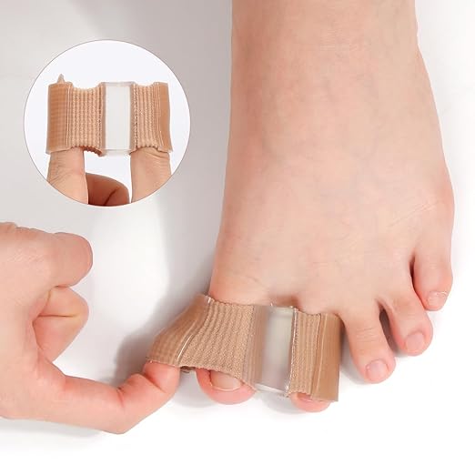 4-Pack Bunion Toe Separators for Overlapping Toes, 3-Point Support Gel Toe Spacers with 2 Fabric Lining Loops for Toe Protectors, Bunion Corrector for Women Men Big Toe (4 Pack, S)